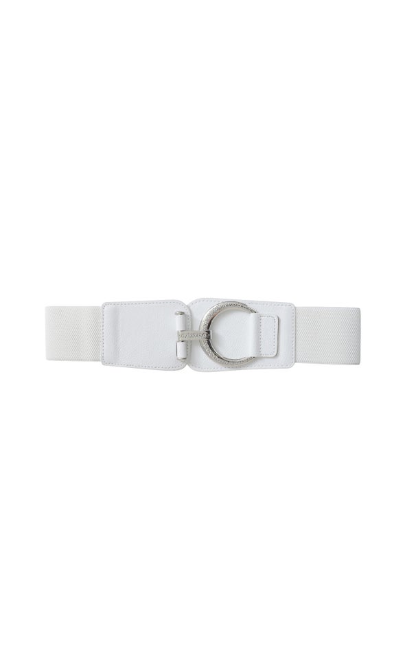 Hook Closure Stretch Belt Silver/white