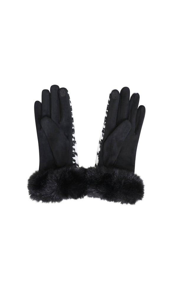 Houndstooth Gloves Black