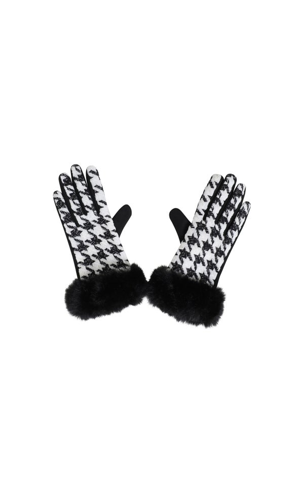 Houndstooth Gloves Black