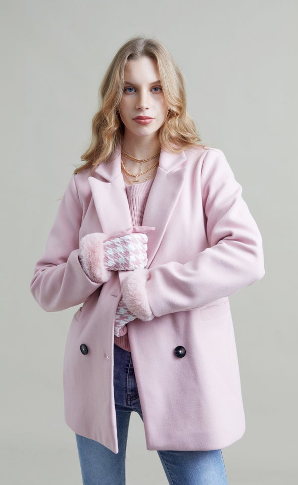 Houndstooth Gloves Blush