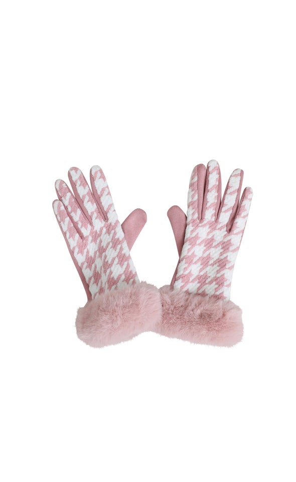 Houndstooth Gloves Blush