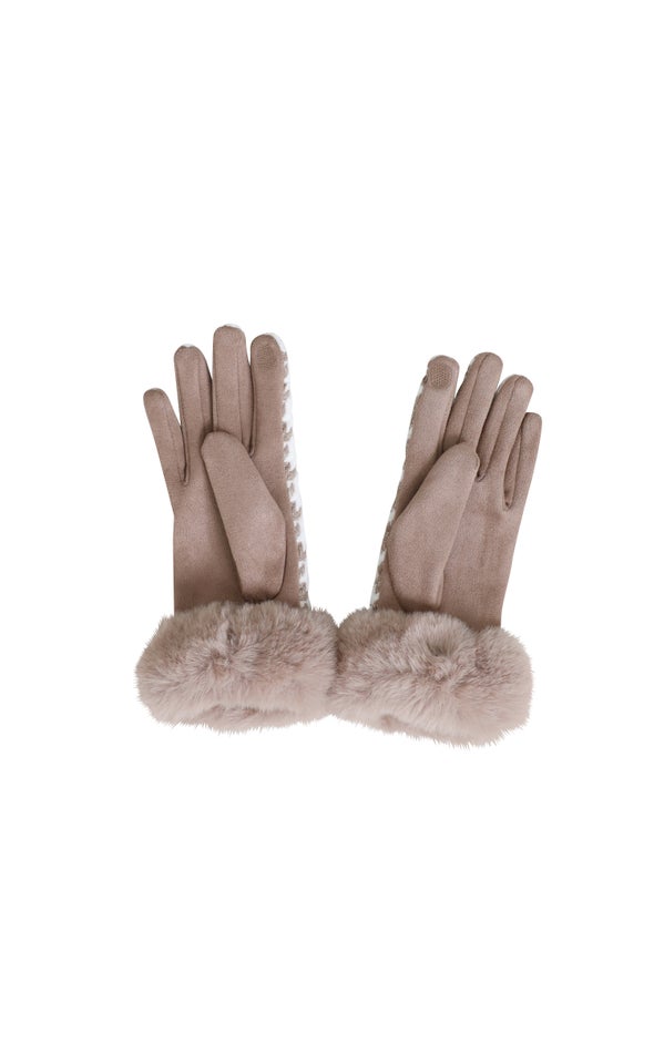 Houndstooth Gloves Camel