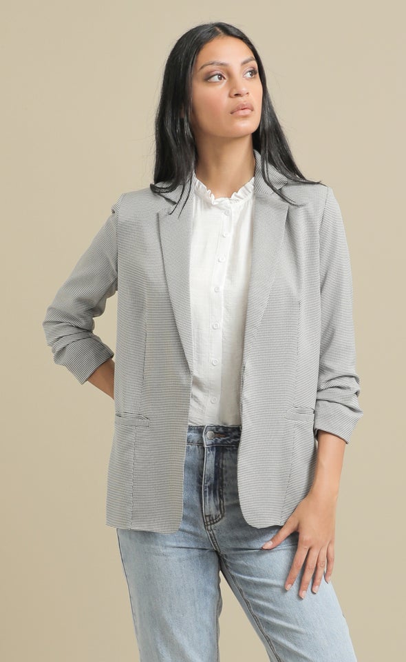 Houndstooth Jet Pocket Blazer Blk/white
