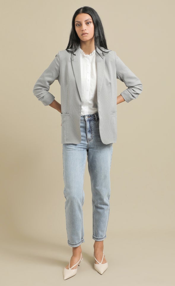 Houndstooth Jet Pocket Blazer Blk/white