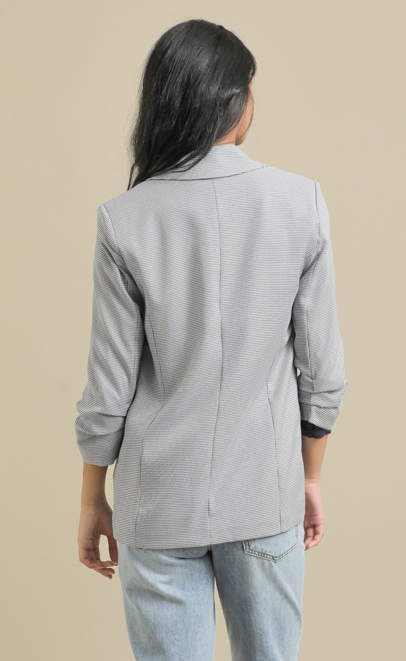 Houndstooth Jet Pocket Blazer Navy/white