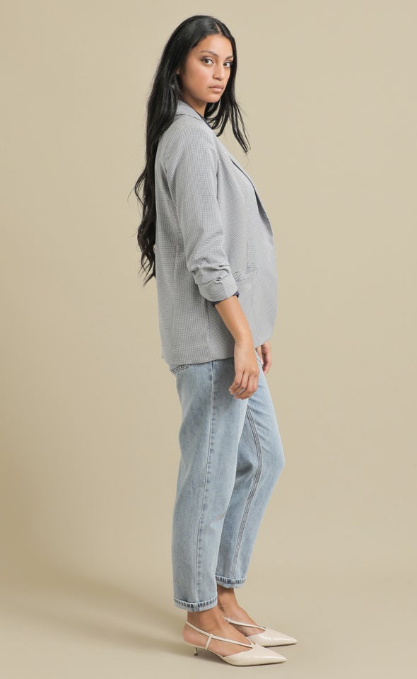 Houndstooth Jet Pocket Blazer Navy/white