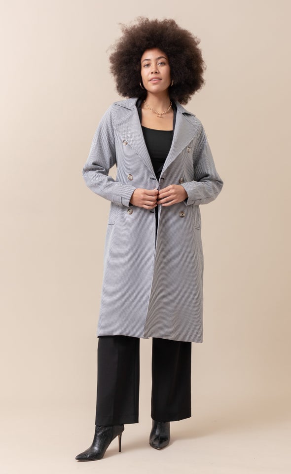 Houndstooth Trench Blk/white