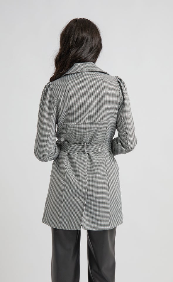 Houndstooth Trench Coat Blk/white
