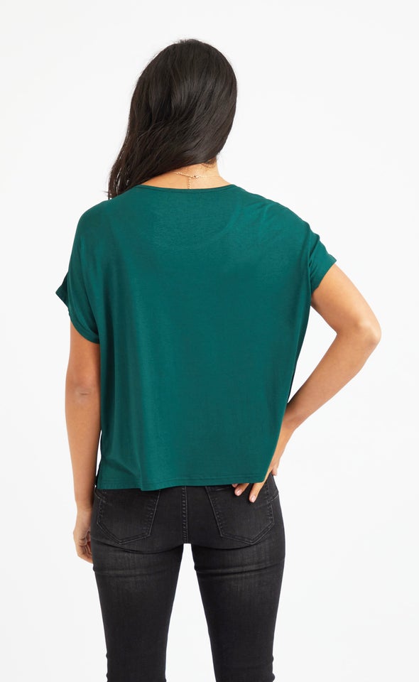 Jersey Back CDC Contrast Top Emerald