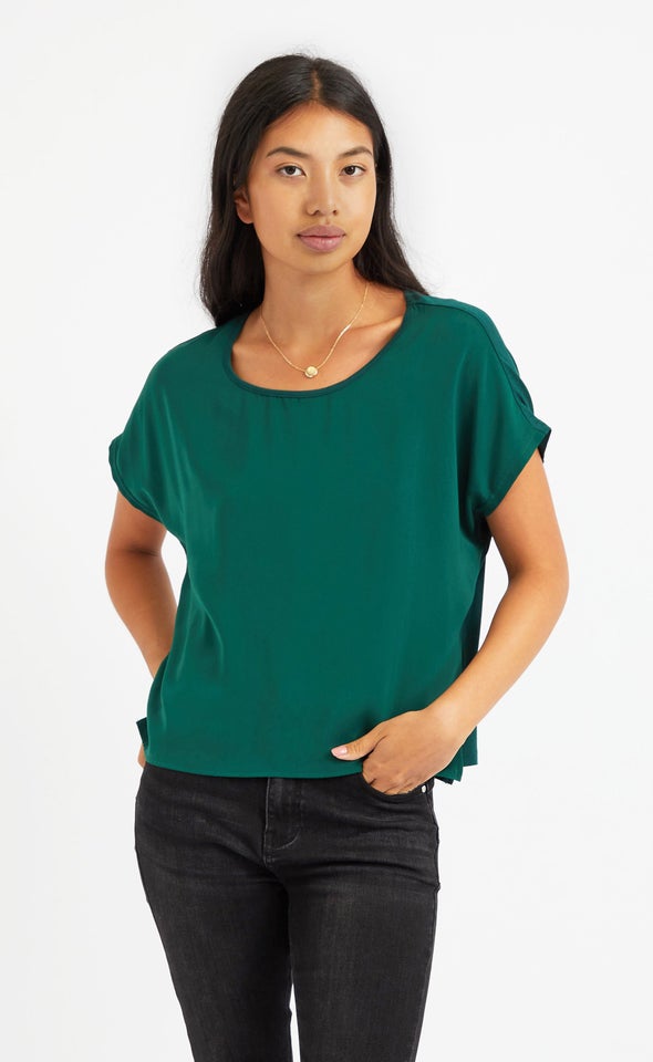 Jersey Back CDC Contrast Top Emerald