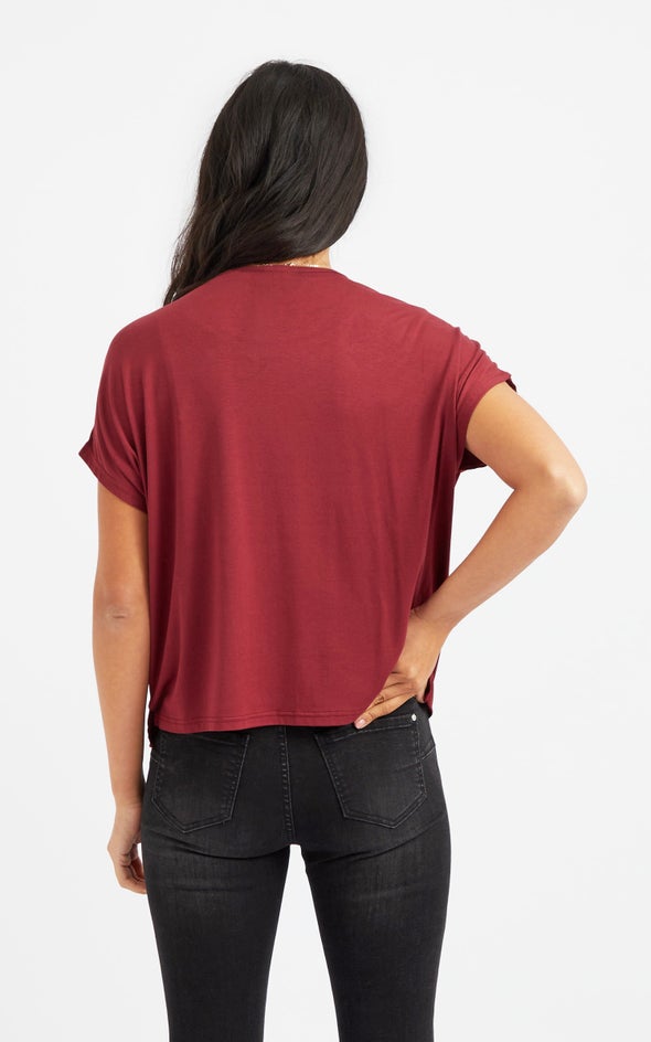 Jersey Back CDC Contrast Top Maroon