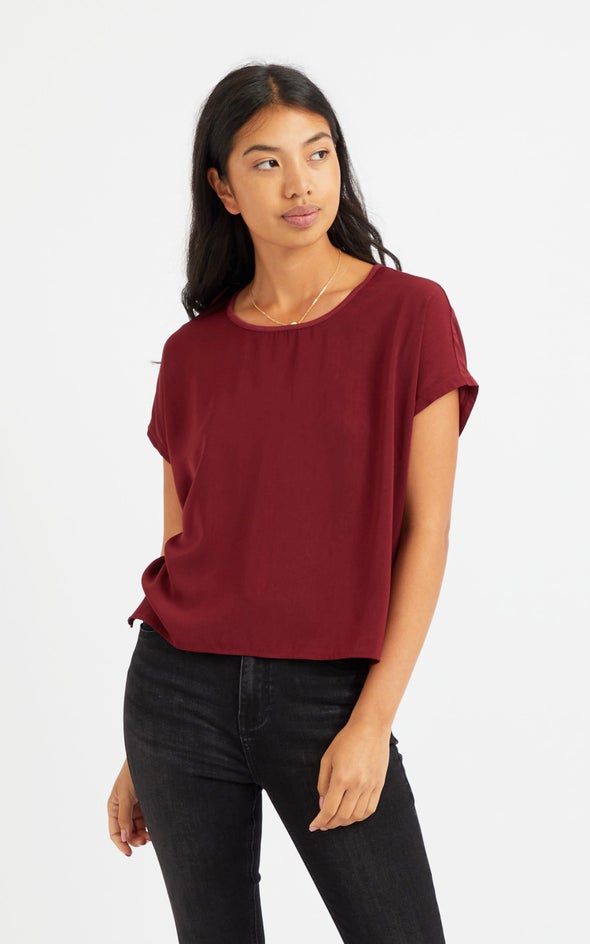 Jersey Back CDC Contrast Top Maroon
