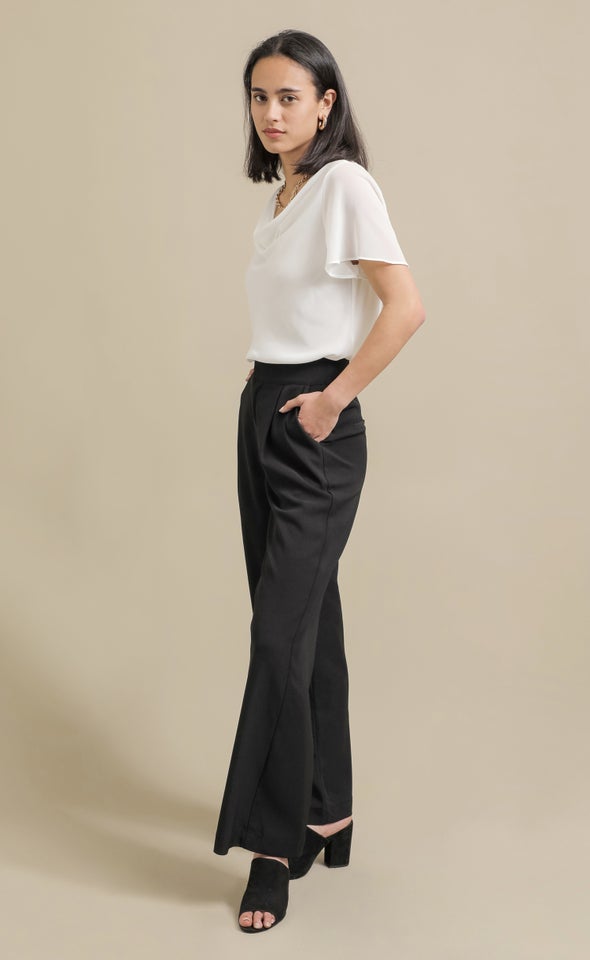 Jersey Back Cowl SS Top Spring White