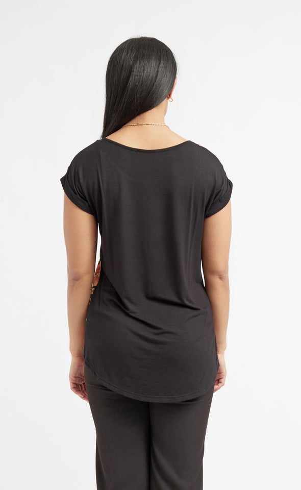 Jersey Back Floral Top Black/yellow Floral