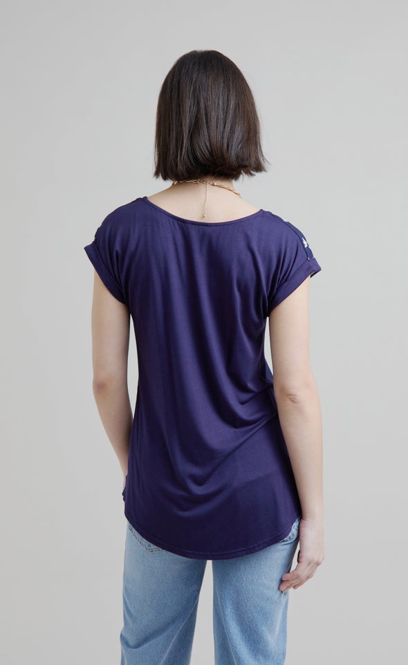Jersey Back Floral Top Navy/blush Floral