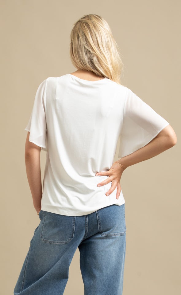 Jersey Back Keyhole Detail Top Spring White