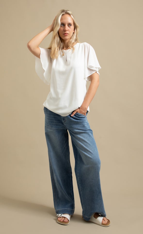 Jersey Back Keyhole Detail Top Spring White