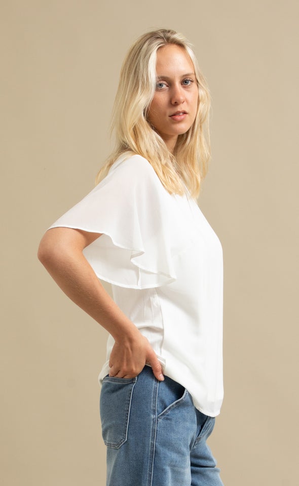 Jersey Back Keyhole Detail Top Spring White