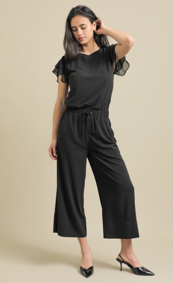 Jersey Back Layered Sleeve Top Black