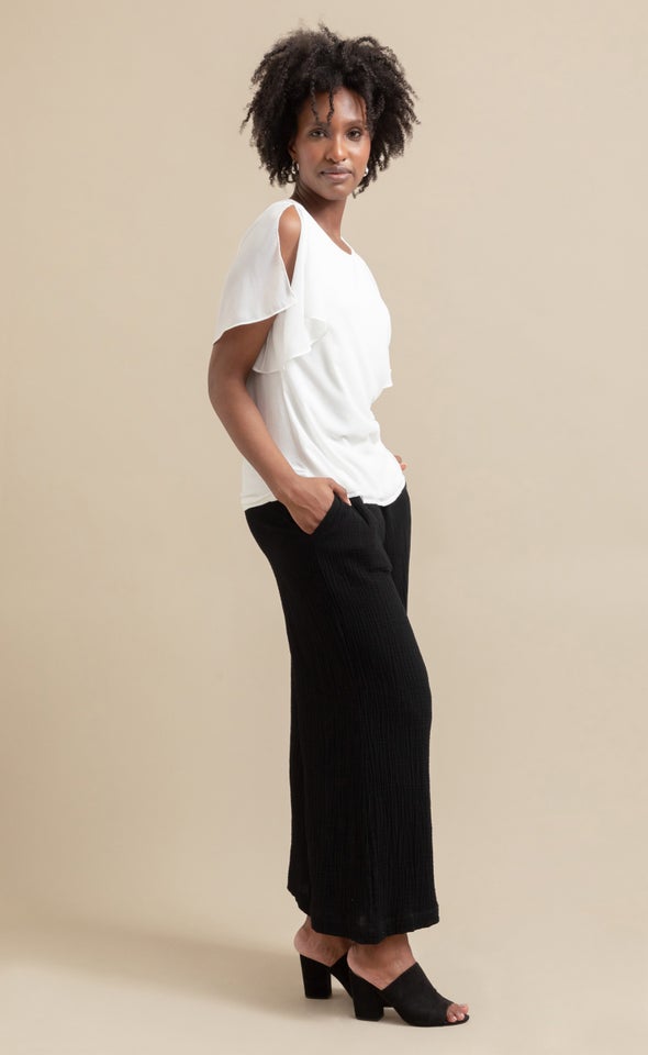 Jersey Back Open Sleeve Top Cream