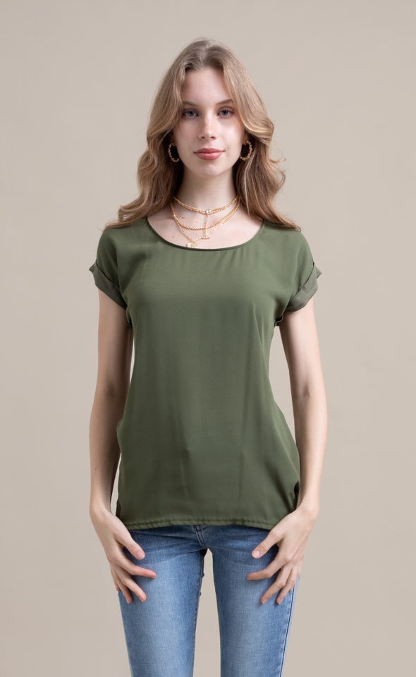Jersey Back Plain Top Khaki