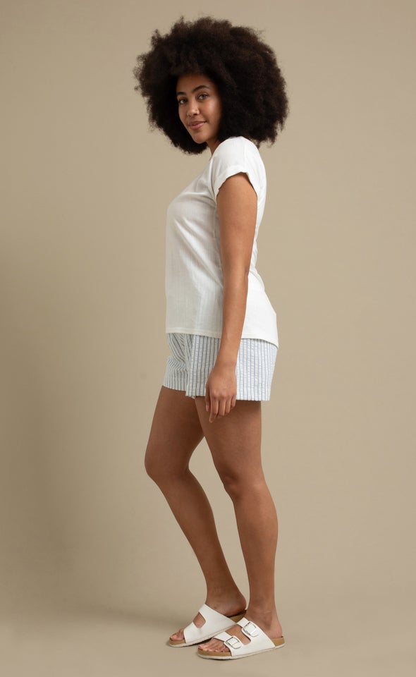 Jersey Back Roll Cuff Top Cream