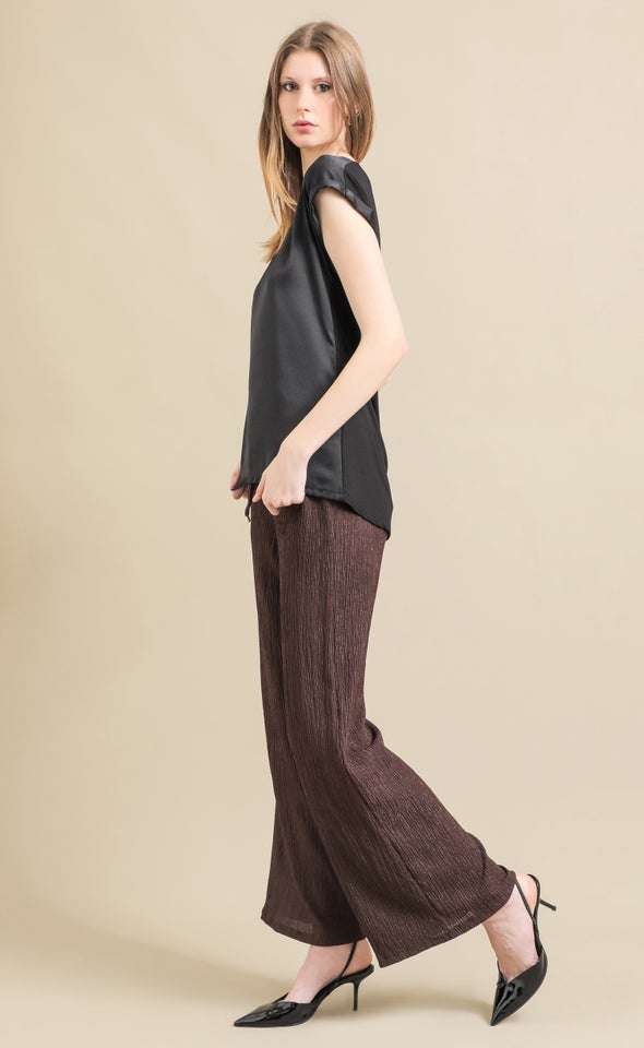 Jersey Back Satin Top Black
