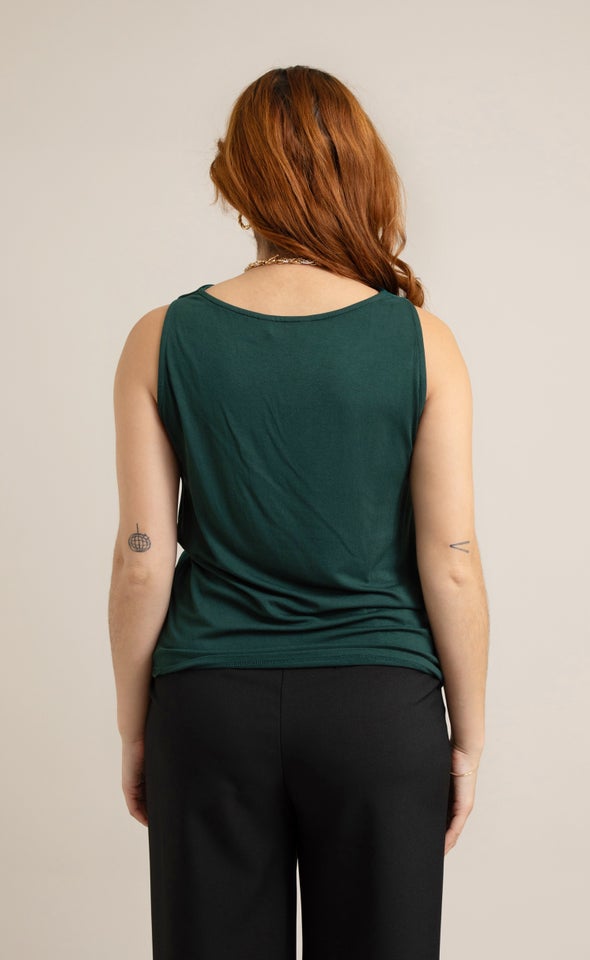 Jersey Back Satin Top Emerald