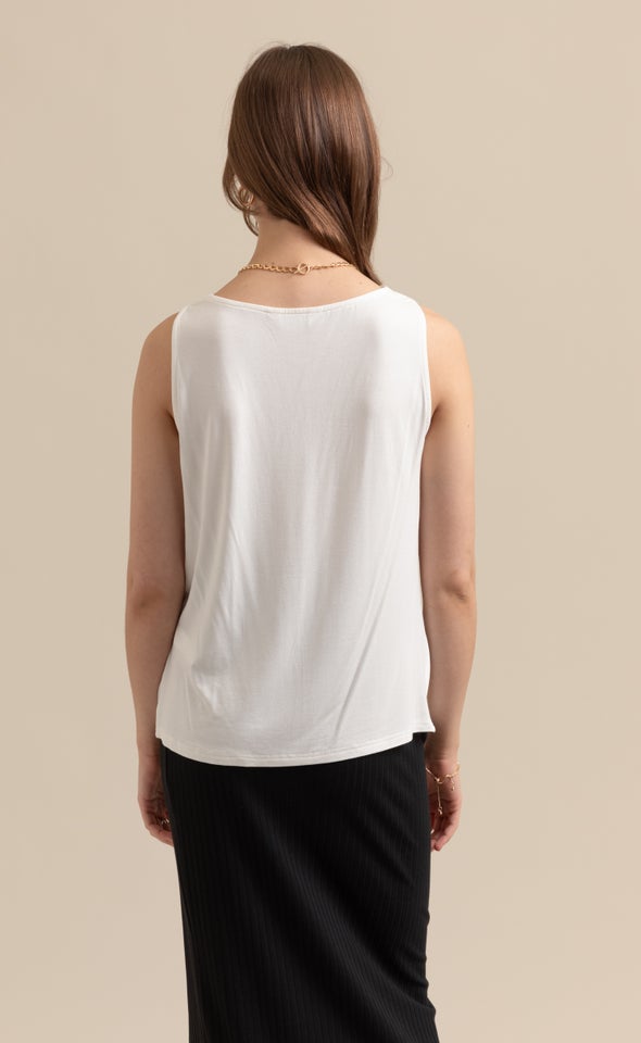 Jersey Back Satin Top White