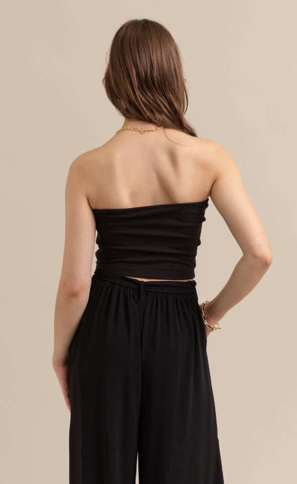 Jersey Bandeau Top Black