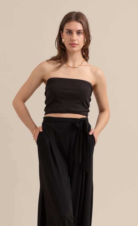 Jersey Bandeau Top Black