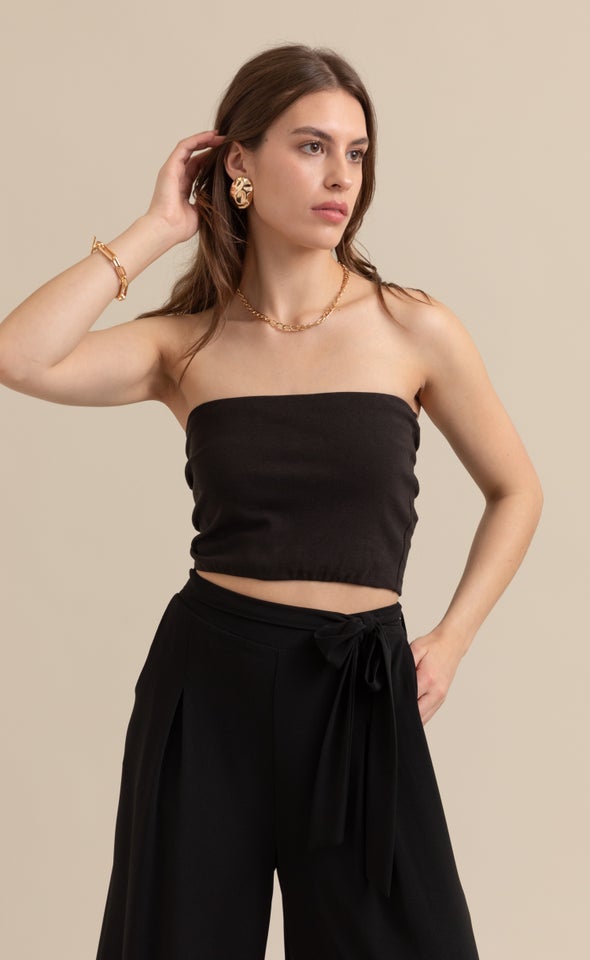 Jersey Bandeau Top Black