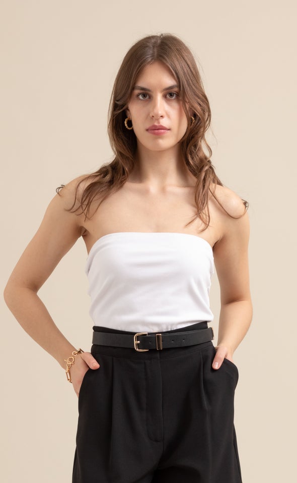 Jersey Bandeau Top White