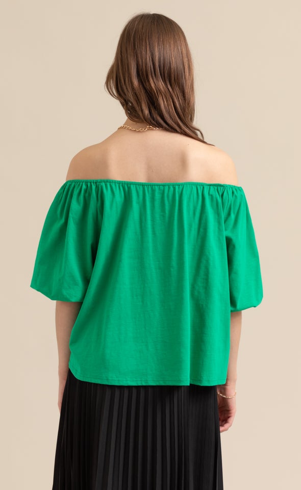 Jersey Bardot Top Green