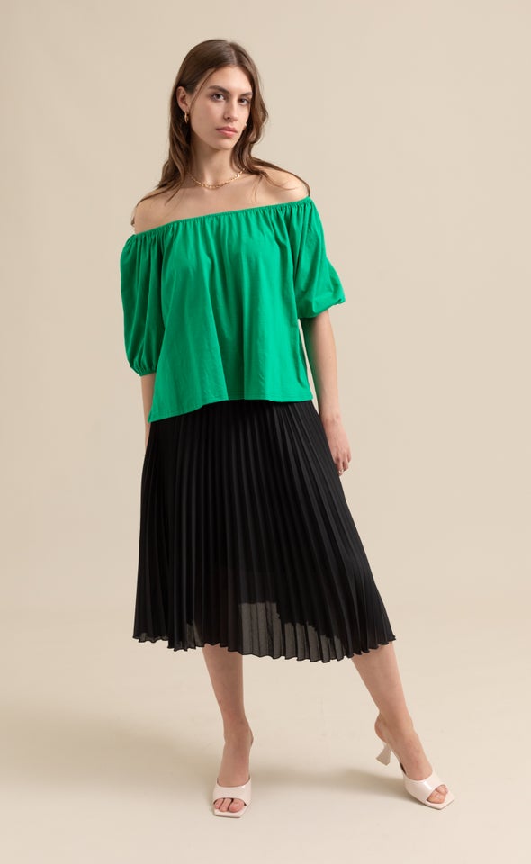 Jersey Bardot Top Green