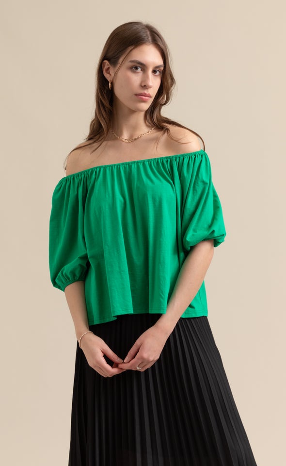 Jersey Bardot Top Green