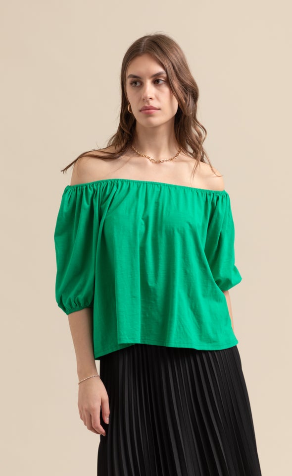 Jersey Bardot Top Green