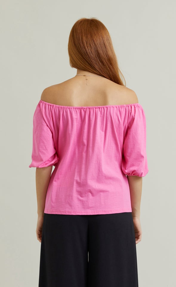 Jersey Bardot Top Pink