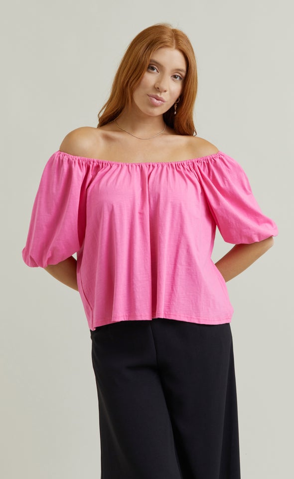 Jersey Bardot Top Pink