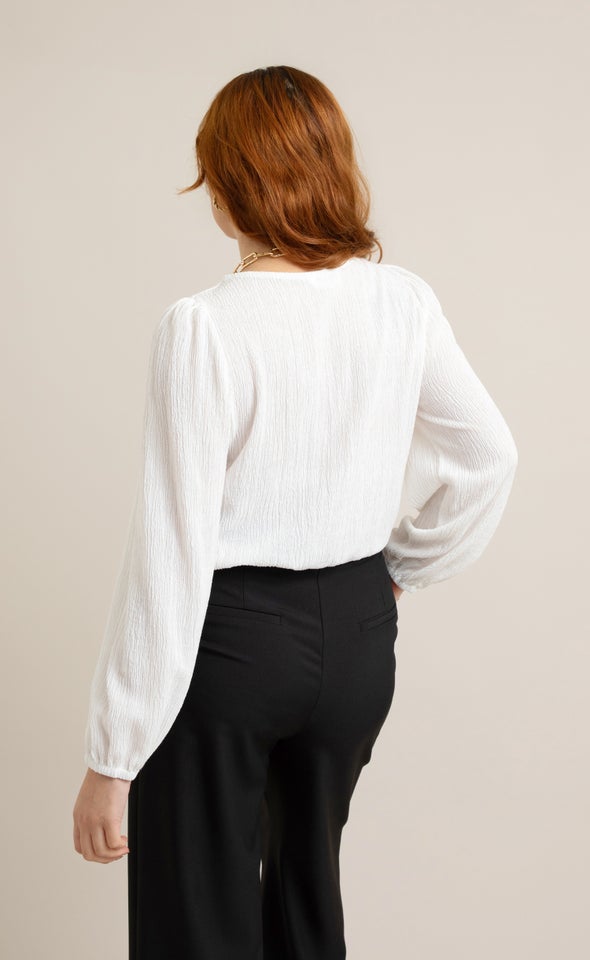 Jersey Boatneck 3/4 Sleeve Top White