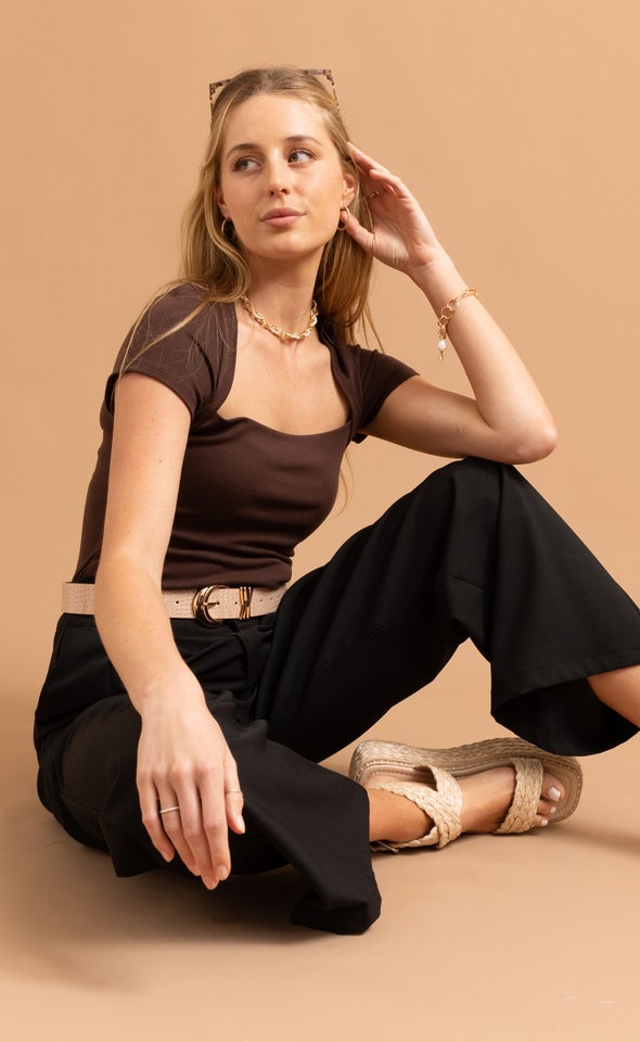 Jersey Bolero Top Chocolate