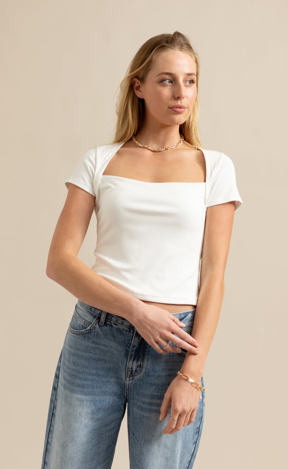Jersey Bolero Top White