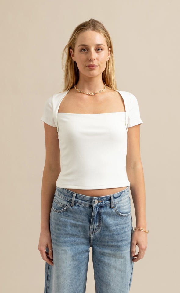 Jersey Bolero Top White