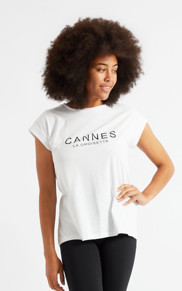 Jersey Cannes Print Tee White