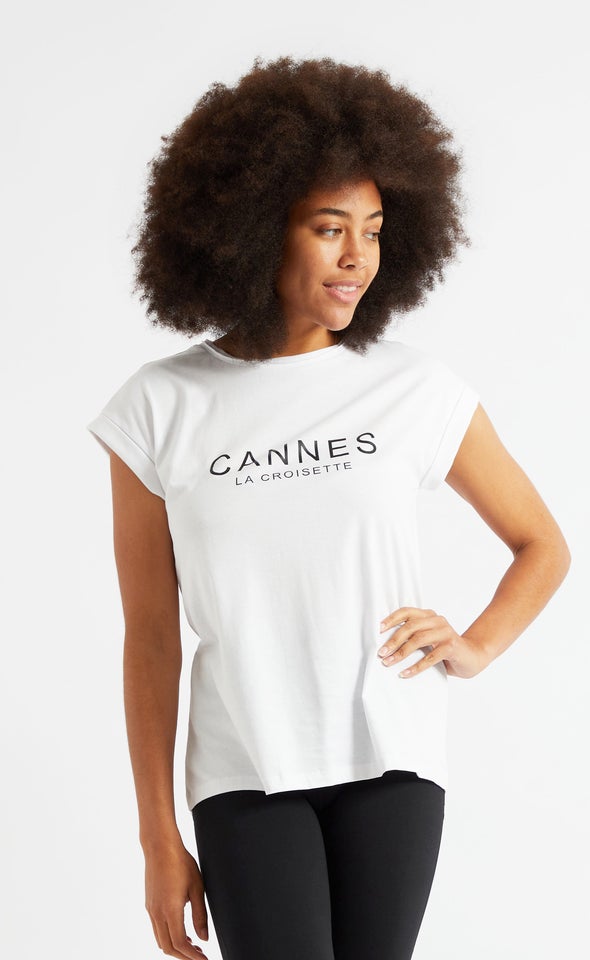 Jersey Cannes Print Tee White