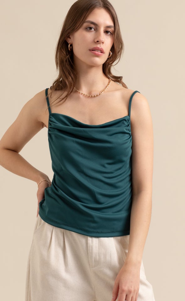 Jersey Cowl Cami Emerald