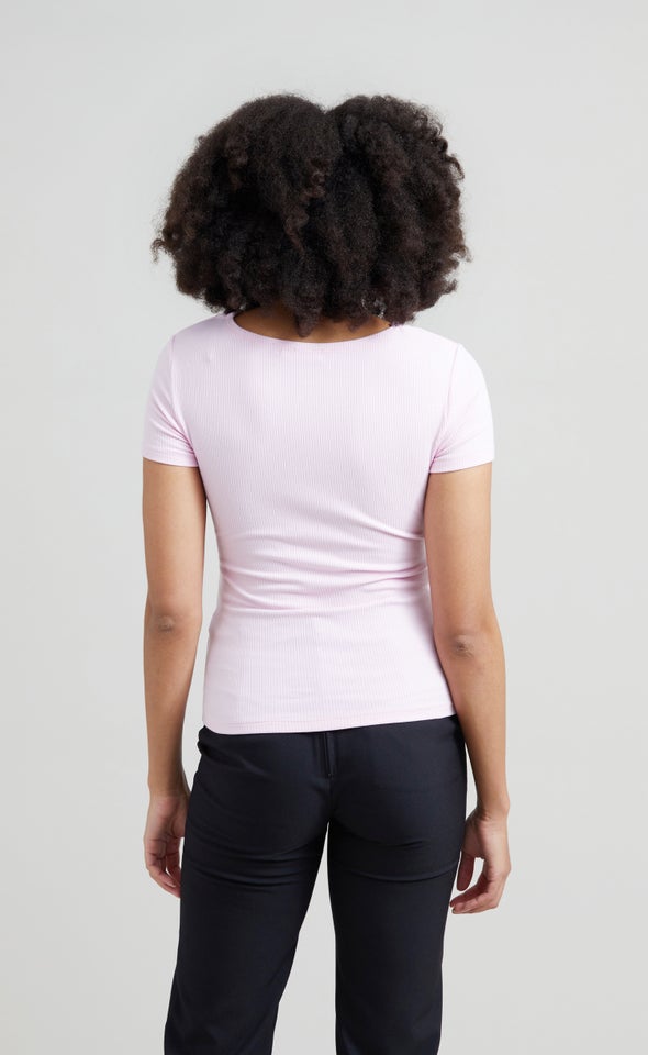 Jersey Cut-Out SS Top Pink