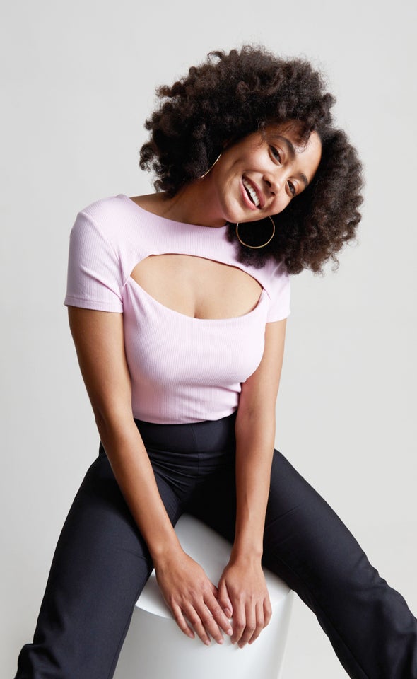 Jersey Cut-Out SS Top Pink