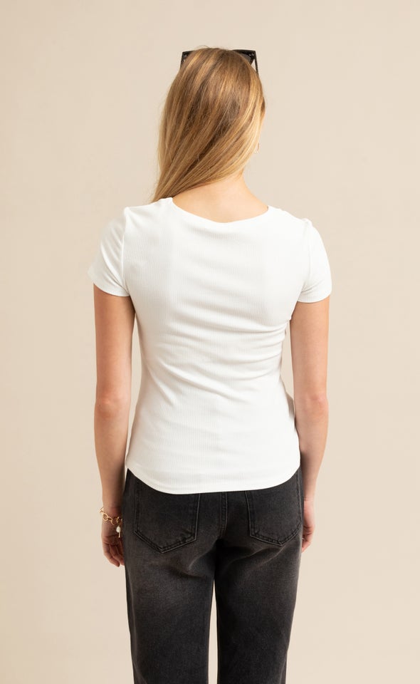 Jersey Cut-Out SS Top White
