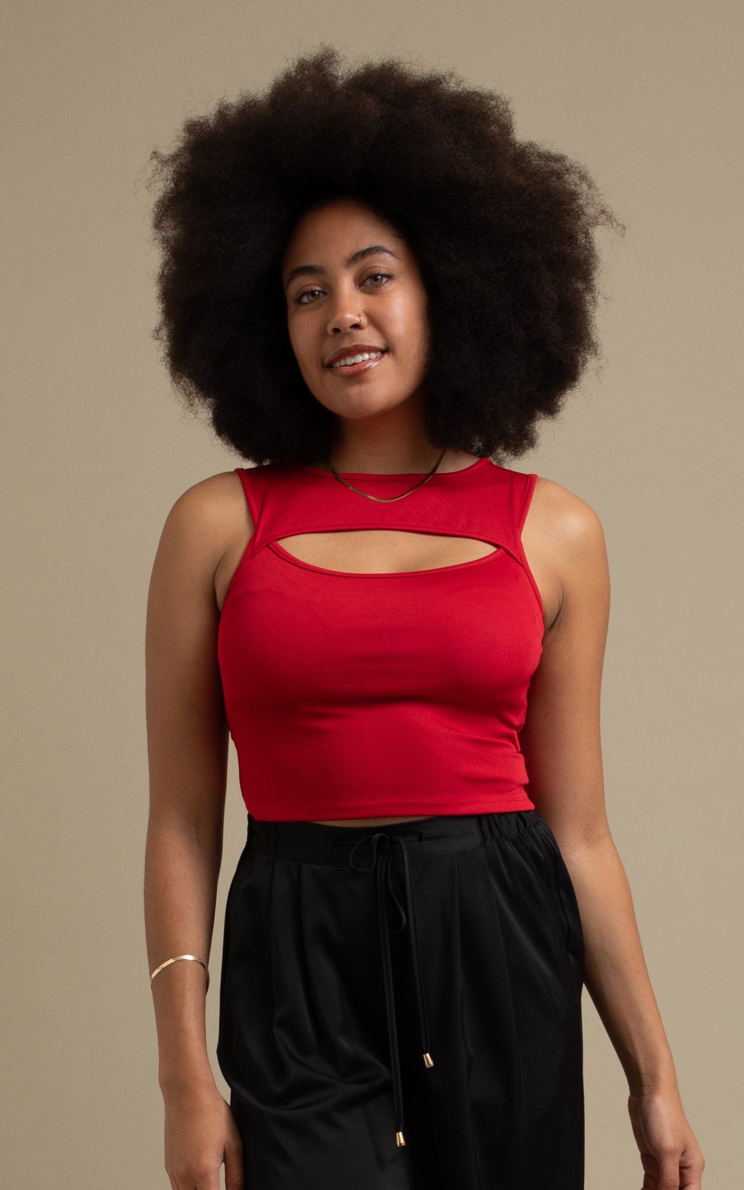 Shop our Jersey Cut-Out Tank in Red wine | Pagani